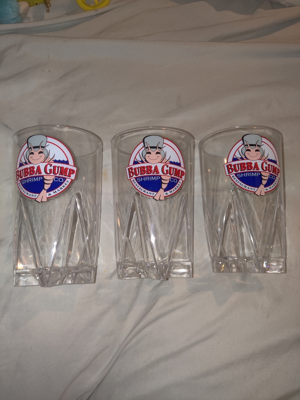 Bubba Gump Plastic Clear Logo Drinking Glasses - Set of 3